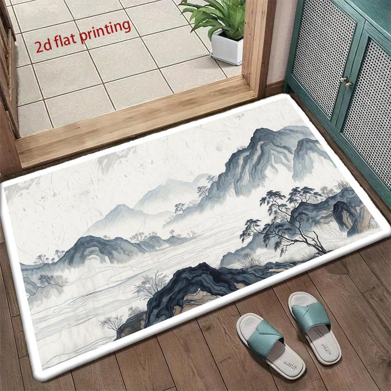 Mountain Ink Pattern Mat Living Room Decoration Home Sofa Non-Slip Carpet Study Bedroom Tatami Children'S Soft Floor Mat