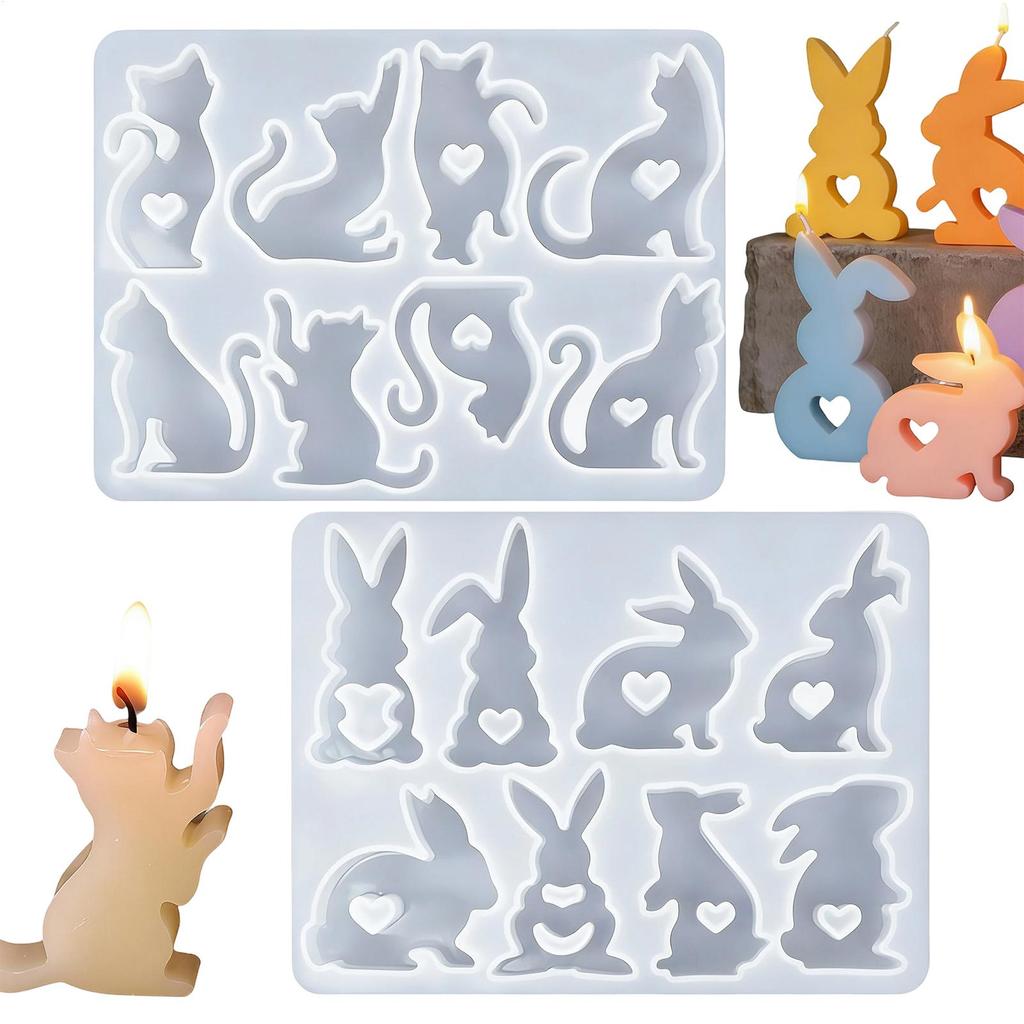 DIY Easter Bunny Candle Silicone Mold Love Cute Rabbit Handmade Soap Aromatherapy Gypsum Ornament Resin Crafts Molds Home Decor
