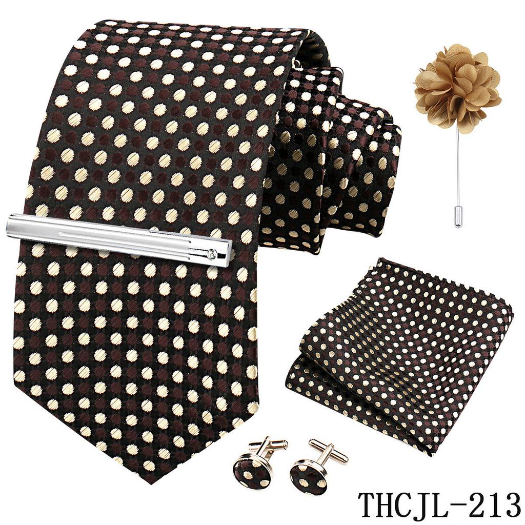 Men'S Business Dress Tie 5-Piece Groom Best Man Dress Accessories Gaowei Dense Jacquard Tie Worker