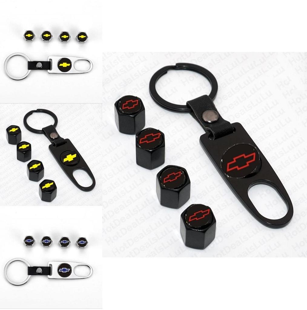 Elegant Zinc Alloy Car Wheel Tire Valve Dust Caps With Chevrolet Emblem Keychain