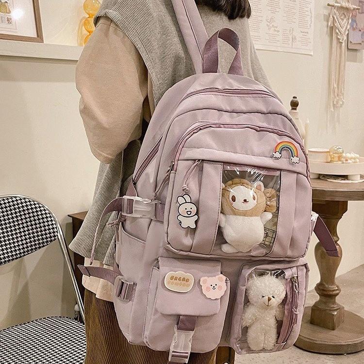 Schoolbag College student schoolbag 1011 new backpack Korean version fashionable sweet backpack trendy bag one piece