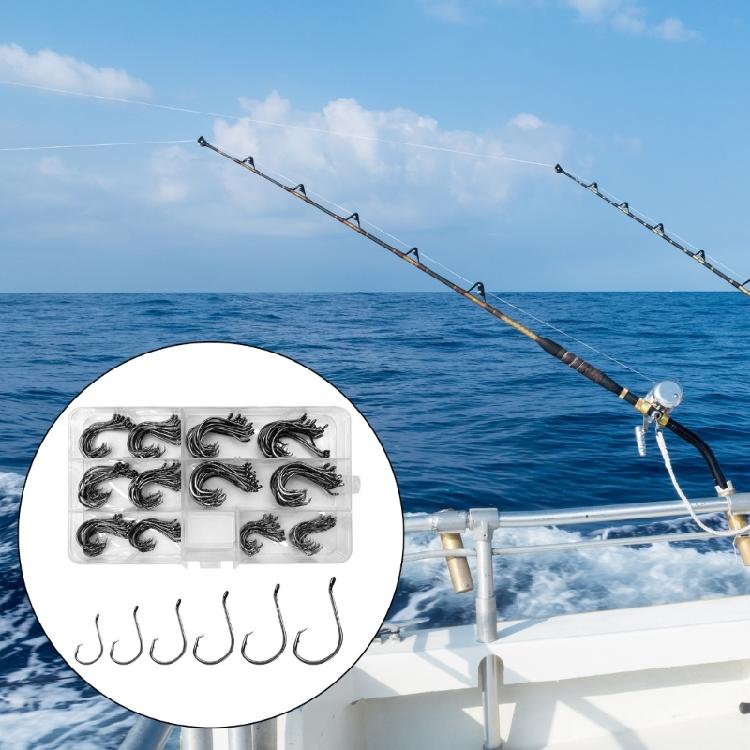 160Pcs Round Fishing Hook with Plastic Box Set, High Carbon Steel with Eye Sea Fishing Hook for Salt/Freshwater Fishing
