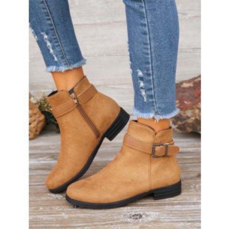 

Ботинки Мартин на толстом каблуке большого размера для женщин для ношения осенью и зимой, новая модная металлическая пряжка, повседневные одинарные ботинки 42 коричневый
