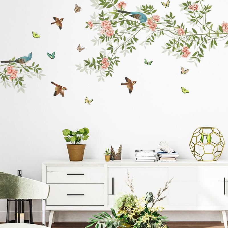 New Bird On Branch Pattern Wall Stickers for Living Room Bedroom Kitchen Wall Decor Sticker On The Wall Home Decor Decals PVC Murals