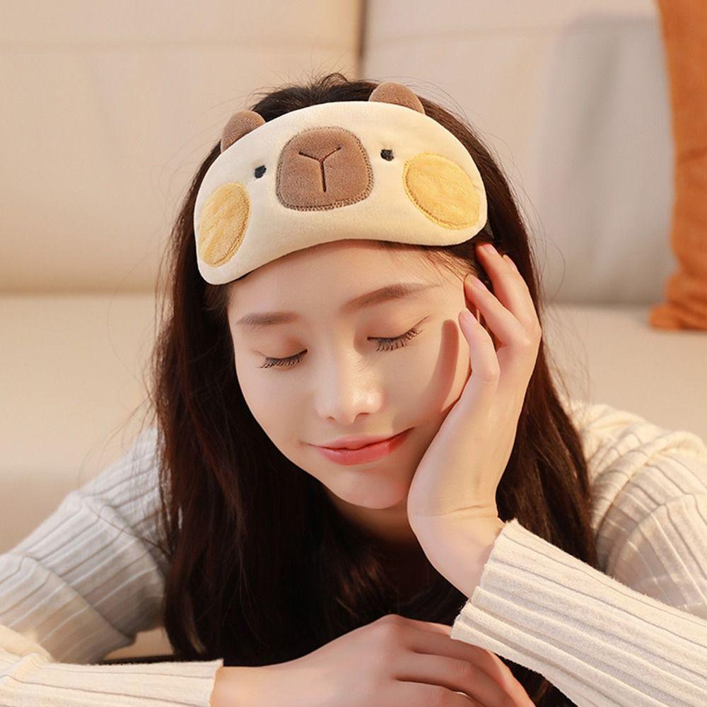 Cooler Cold Gel Kapibala Capybara Sleeping Eyepatch Breathable Plush Eye Patch  Travel Rest Relax