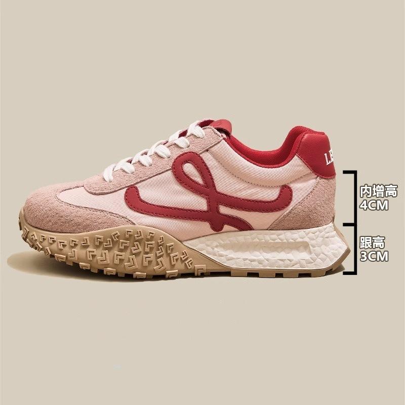 

Gu Yunshu Красные спортивные кроссовки на платформе немецкие кроссовки женские весна 2025 новые белые туфли на подошве с кексами 40 розовый