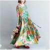 Damen Langer Rock Retro Große Blume Übergroß Schwingend Bodenlanges Kleid