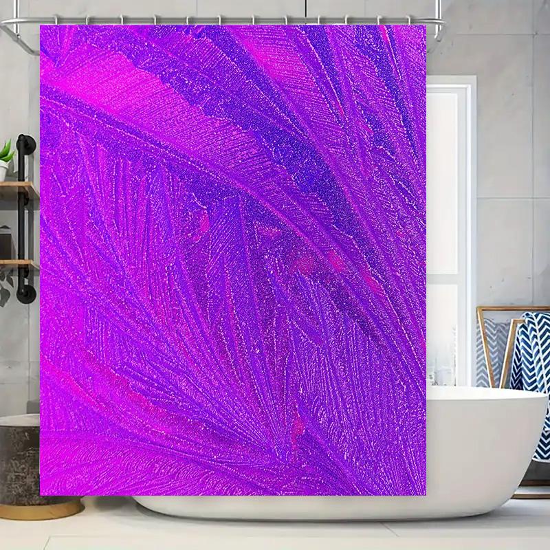 Modern Bathtub Shower Curtain with Feather Design Purple Pink Bathroom Decor for Home Improvement Projects (69x72 inches)