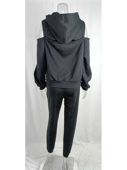 Autumn 2025 Minimalist Long Sleeve Fleece Sweatshirt & Elastic Waistband Long Pants Set
