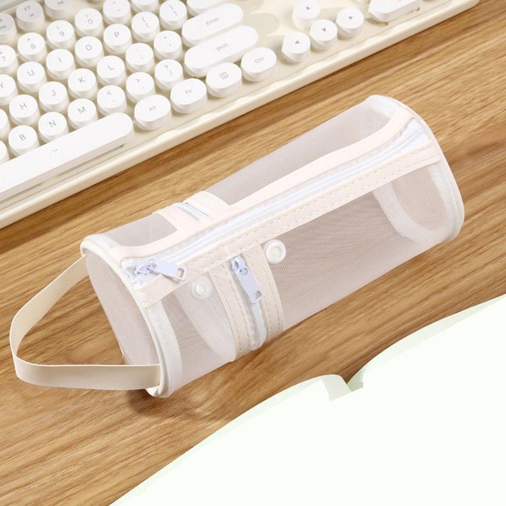 Simple Mesh Pencil Case Portable Stationery Storage Organizer Mesh Pen Holder  Bag  School Supplies