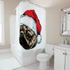 TU Cute Bulldog Christmas Shower Curtain Festive Holiday Decor Bathroom Set Waterproof Fabric Print Holiday Gift for Dog Lovers