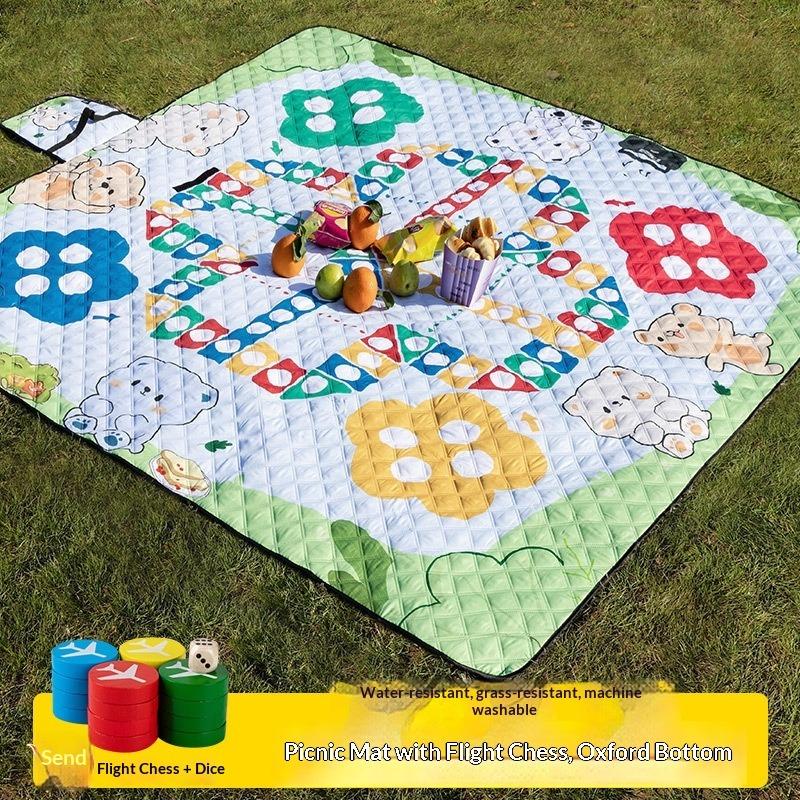 Familien-Picknickdecke Dicke Outdoor-Campingmatte Wasserdicht Feuchtigkeitsbeständig mit Brettspiel