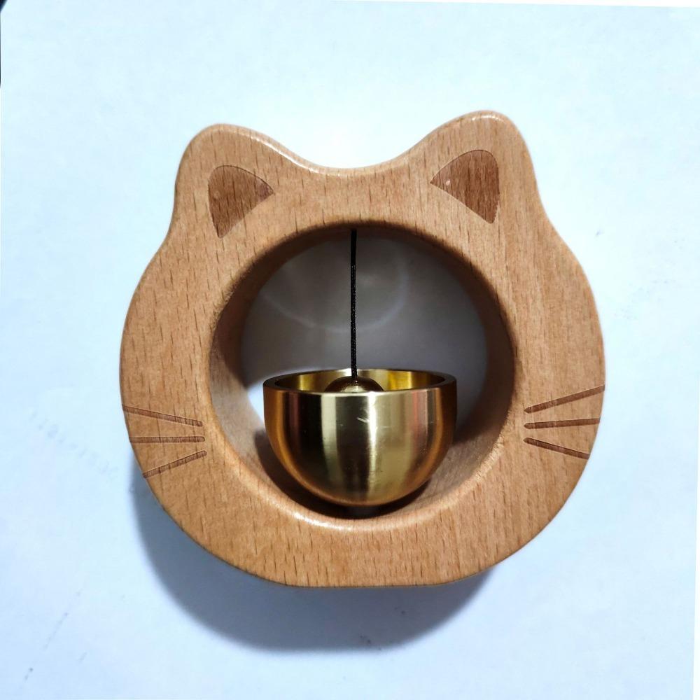 Wall Hanging Entrance Chime Magnetic Wind Chime Cute Cat Wooden Doorbell Apartment