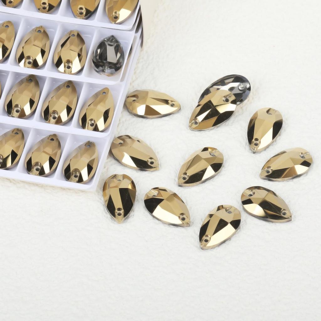 K9 Měkké Sklo Slza Dvouotvorové Drahokamy Vrtané pro DIY - Nepravidelné Barevné AB Diamanty