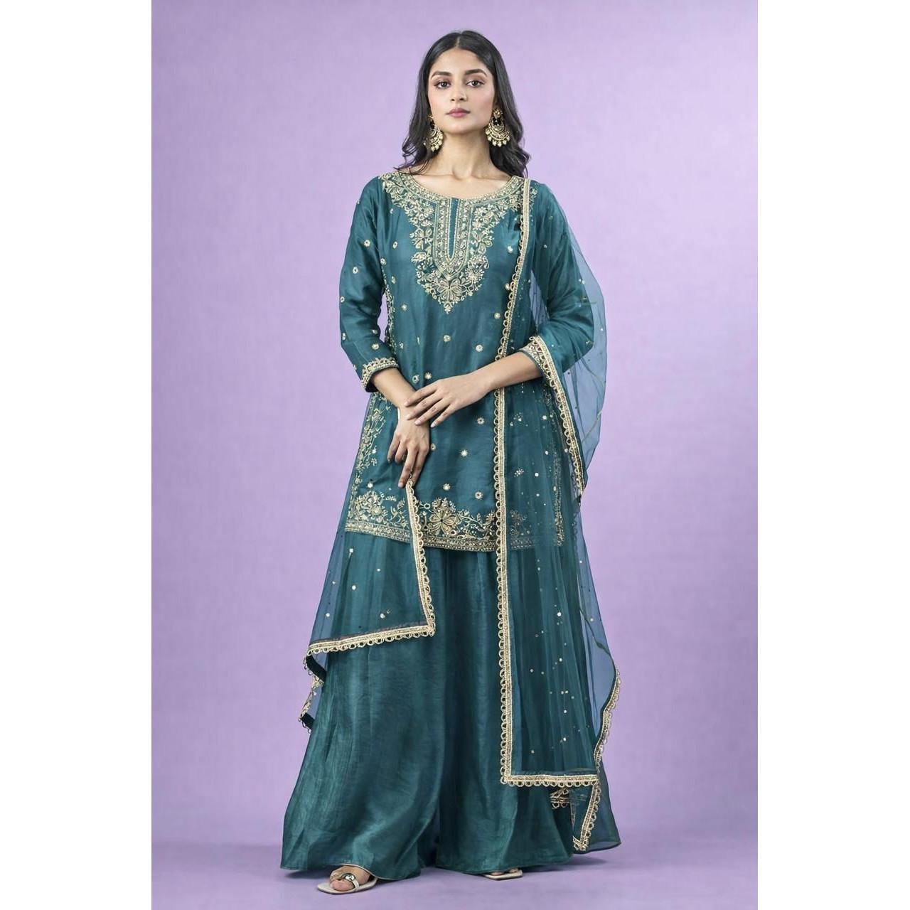 Party Wedding Wear Pakistani Sharara Suit Bollywood Indian Ethnic Salwar Kameez L-40
