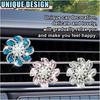 3PCS Bling Diamond Flower Car Air Vent Clips, Cute Crystal Rhinestone Interior Clip-On Air Conditioning Outlet Decoration, Car Vent Clip Charm for