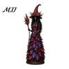 Halloween Witch Figurine Autumn Figurine, Fall Tabletop Statue with Leaf Resin Sculpture Table Ornament Gown, Seasonal Decoration for Mantel
