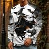 Men's Halloween Print Fashion Neck Long Sleeve T-Shirt