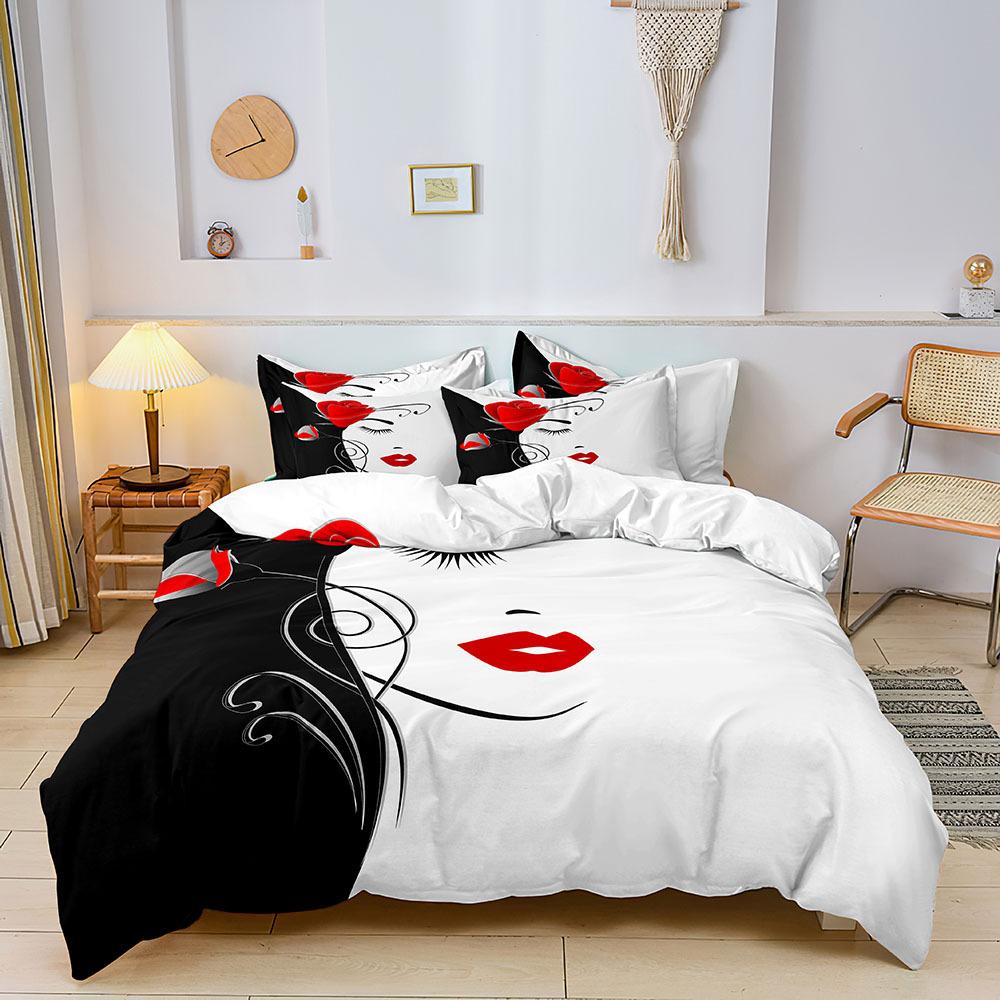 3D Digital Printing Three-Piece Set, Quilt Cover, Bed Sheet, Pillowcase, Cartoon Kit