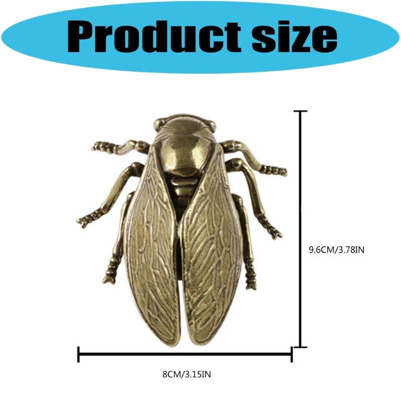 Durability Solid Brasses Cicada Figurine Heavy Type Decorative Oxidation Resistant Home Sand Table Decoration Accessory