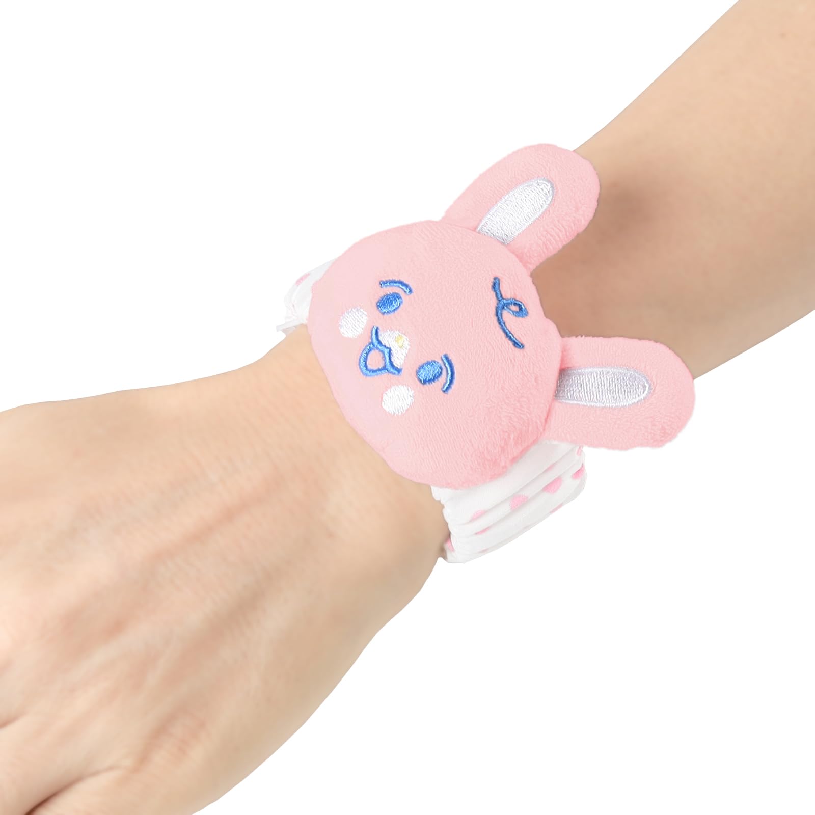 

LittleForBig Adult Wrist Rattle [Bunny] Amusement Park Theme with Bell, Stretchy Wristband, Plush, Polka Dot, Adjustable Velcro Strap, Pink