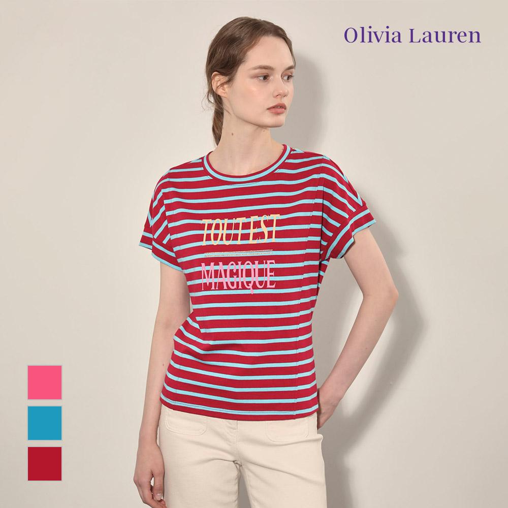 OLIVIALAUREN Striped Lettering T-Shirt_Vobas4F7111