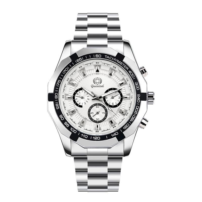 

Мужские часы типа GUCAMEL, новые кварцевые часы со стальным ремнем и календарем, студенческие модные часы для мальчиков, мужские часы