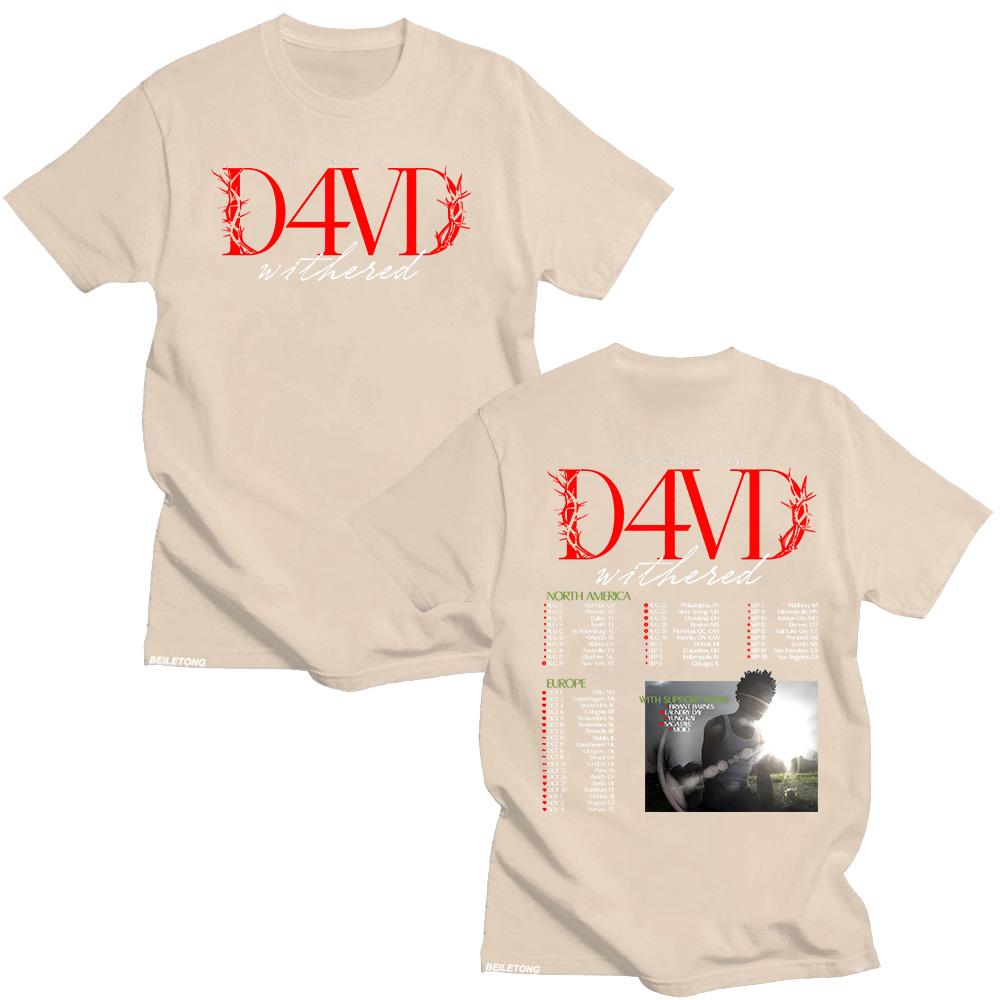 D4vd Withered 2025 Welttournee T-Shirt Herren Damen Hip Hop Oberteile Sommer Rundhals Kurzarm T-Shirt Mode Baumwolle Locker Streetwear