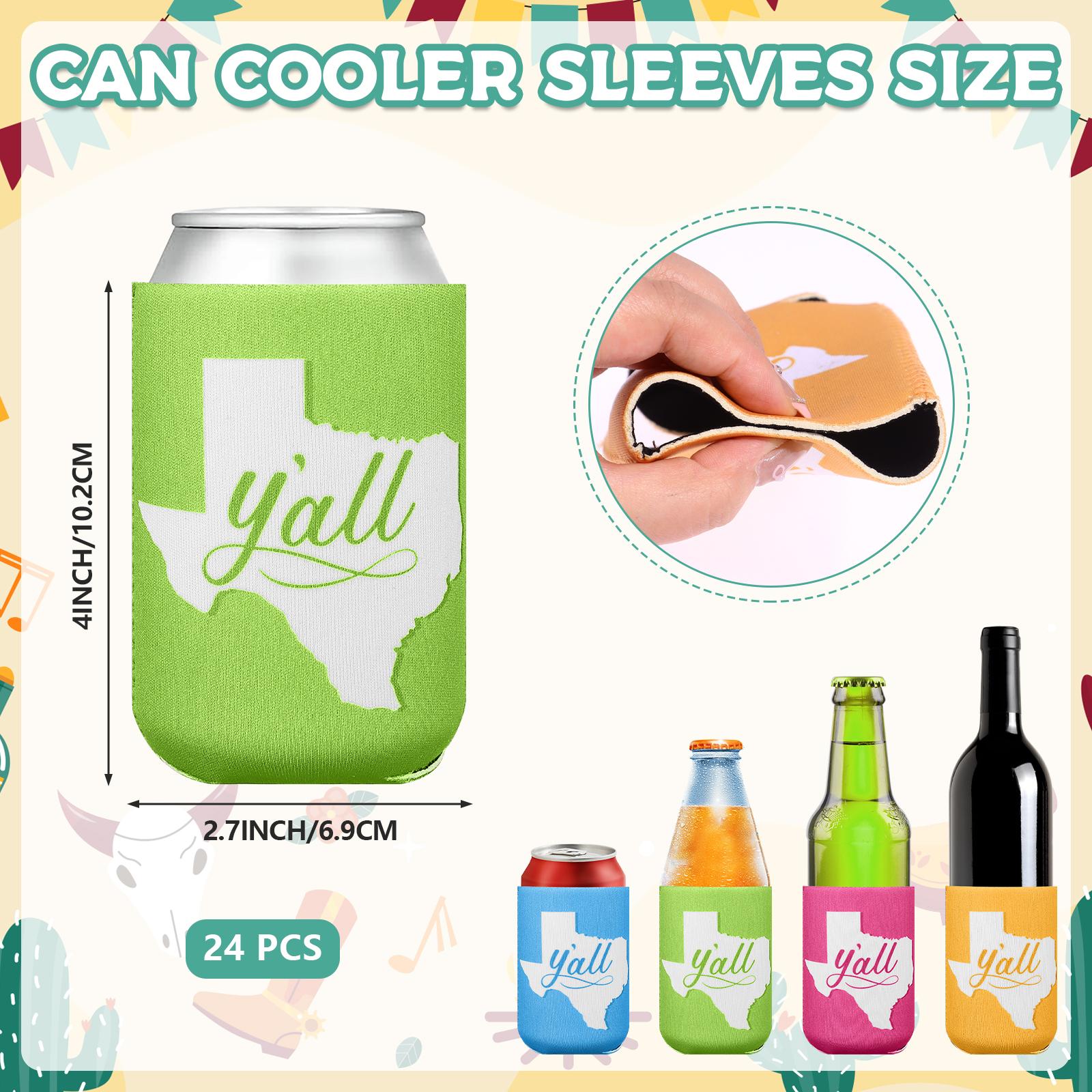 

24 Pcs Texas Party Can Cooler Gifts Soft Insulated Beer Beverage Insulator Colorful Can Cooler Covers For Beer Beverage Bottles 1