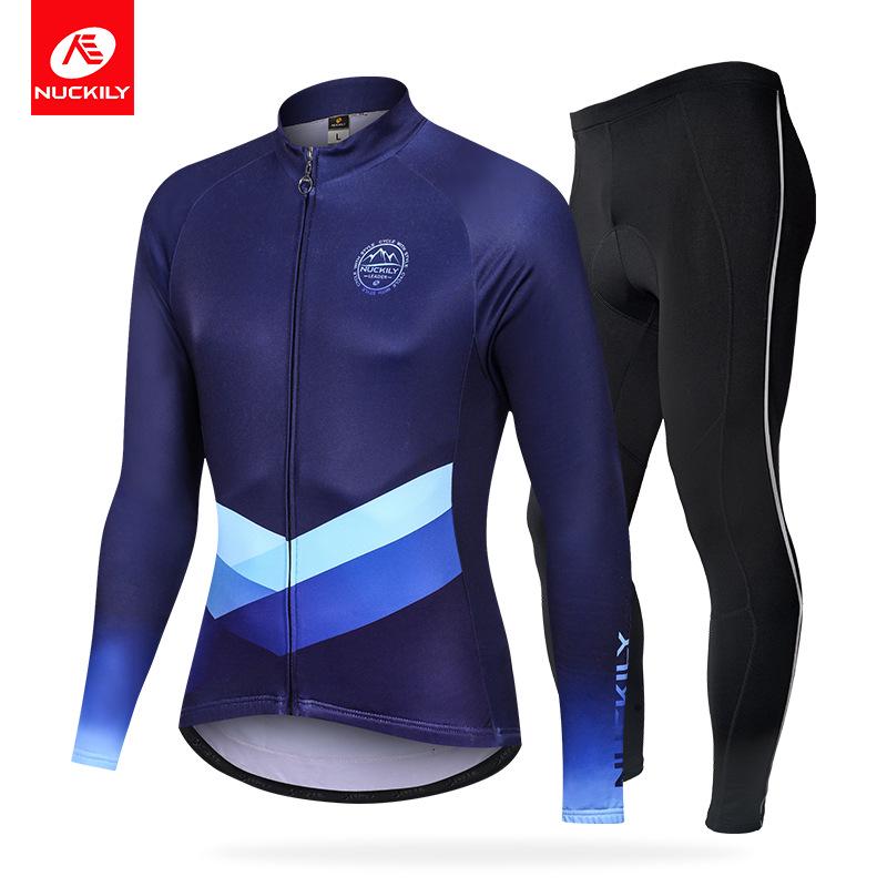 NUCKILY Men's Winter Cycling Suit with Silicone Padded Seat and Fleece for Mountain Biking