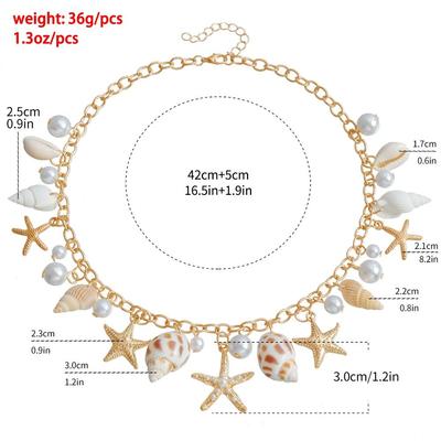 Hot Selling Monolayer Starfish Shell Pendant Hollow Out Alloy Waist Chain Beach Bikini Body Chain