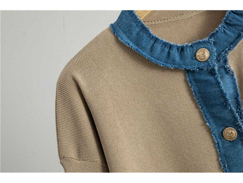 Women's Autumn Winter Knitted Denim Sweater & Wide Leg Pants Set