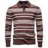 Gant 2025 Autumn/Winter Embroidery New Large Collar Men's Striped Sweater Polo Collar Knitted Sweater Men