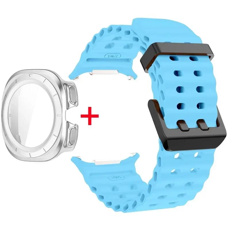 Schutzhülle aus gehärtetem Glas + Armband für Samsung Galaxy Watch Ultra 47mm Silikonarmband für Galaxy Watch Ultra 47mm Armband Schutzhülle