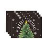 Christmas Table Placemat Linen Print Home Table Living Room Heat Insulation Placemat