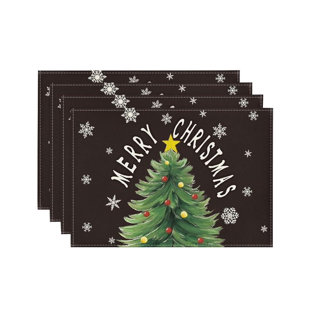 Christmas Table Placemat Linen Print Home Table Living Room Heat Insulation Placemat