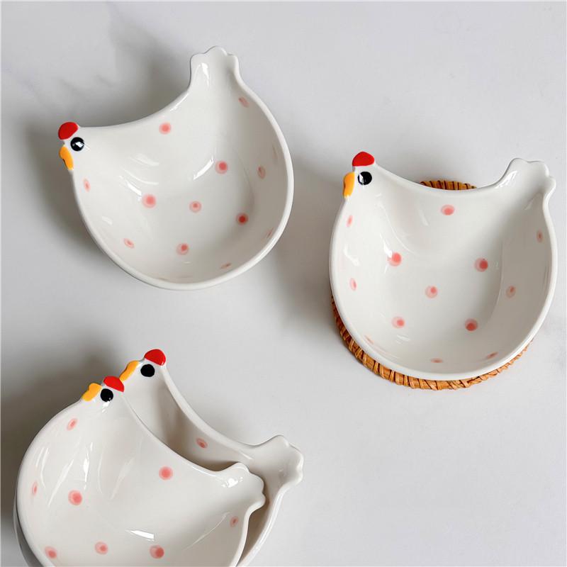 Chicken Shaped Clip Storage Box, Ceramic Small Storage Bowl, Mini Paperclip Storage Blue