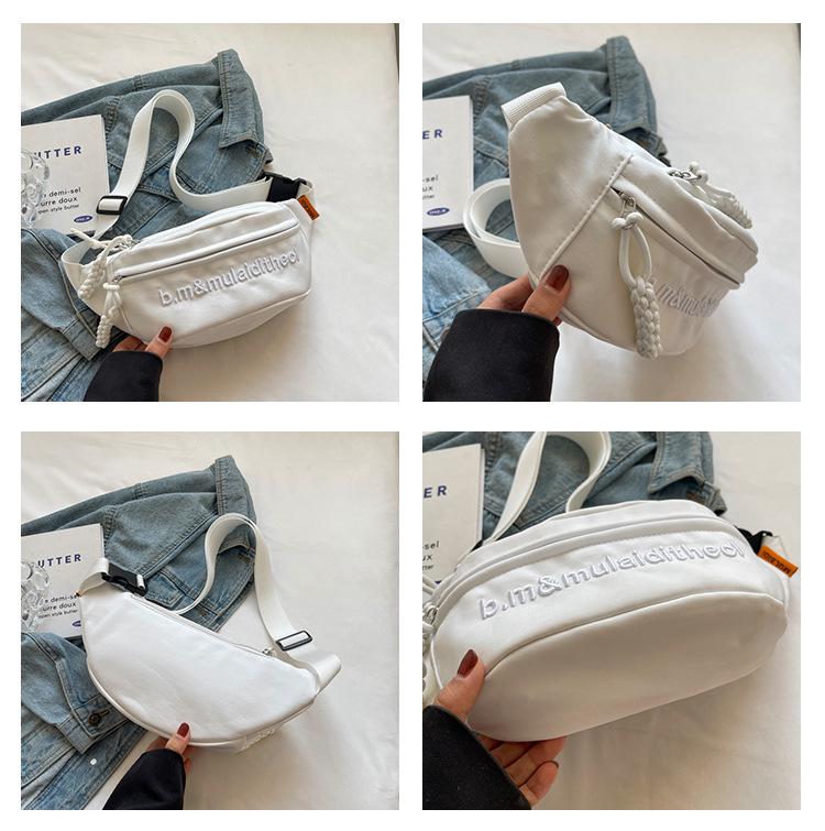 Unisex Embroidered Versatile Crossbody Chest Bag: Trendy & Simple Sports Waist Bag for Students