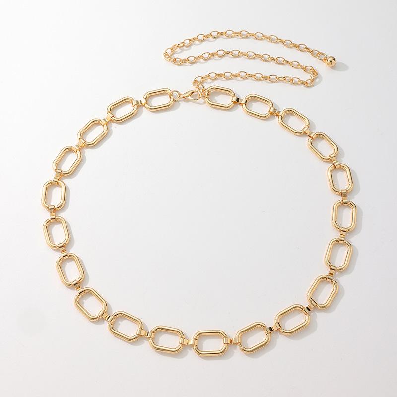 

Женский геометрический овальный круглый металлический универсальный простой и модный ремень большого размера для поездок на работу, поясная цепочка