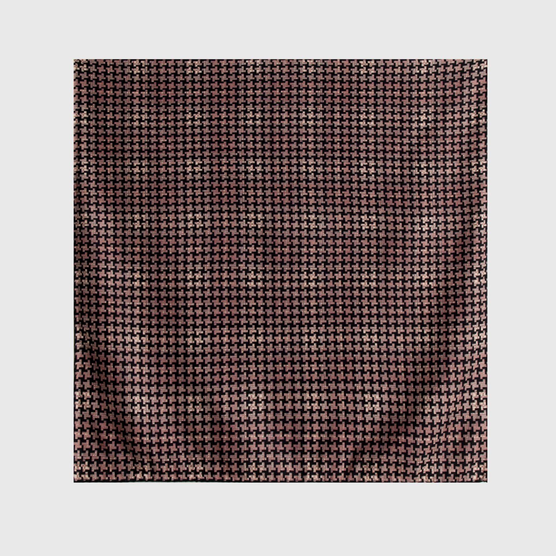 

Autumn 2025 Japanese Minimalist Houndstooth Silk Wool Hand-rolled Double-sided Two-tone Scarf 65x65 cm