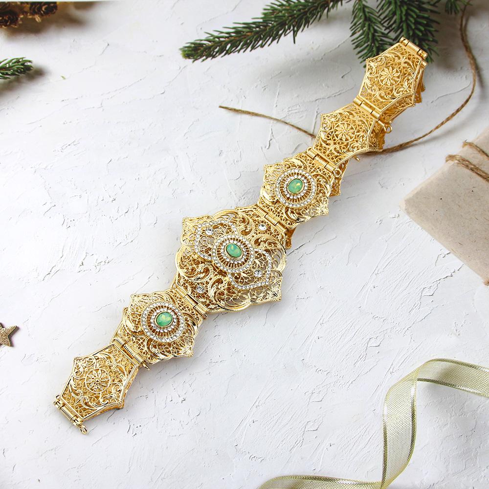Chic Jewelry Women Belt For Robe Wedding Dress Mint Green Crystal Hollow Waistband Bride Gift