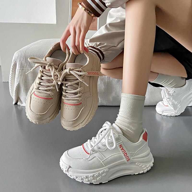 Autumn new thick-soled heightening women's shoes casual dad shoes student leather sneakers women