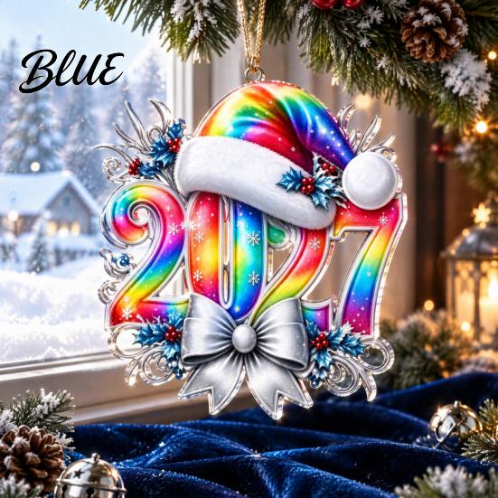 2027 Year Hanging for New 2D Flat Hat Ornament Ornaments Christmas Acrylic Decoration Tree Pendants