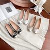 Single Shoes Women's New Summer Shallow Mouth Square Head Flat Bottom Versatile Soft Bottom Soft Surface Comfortable and Breathable