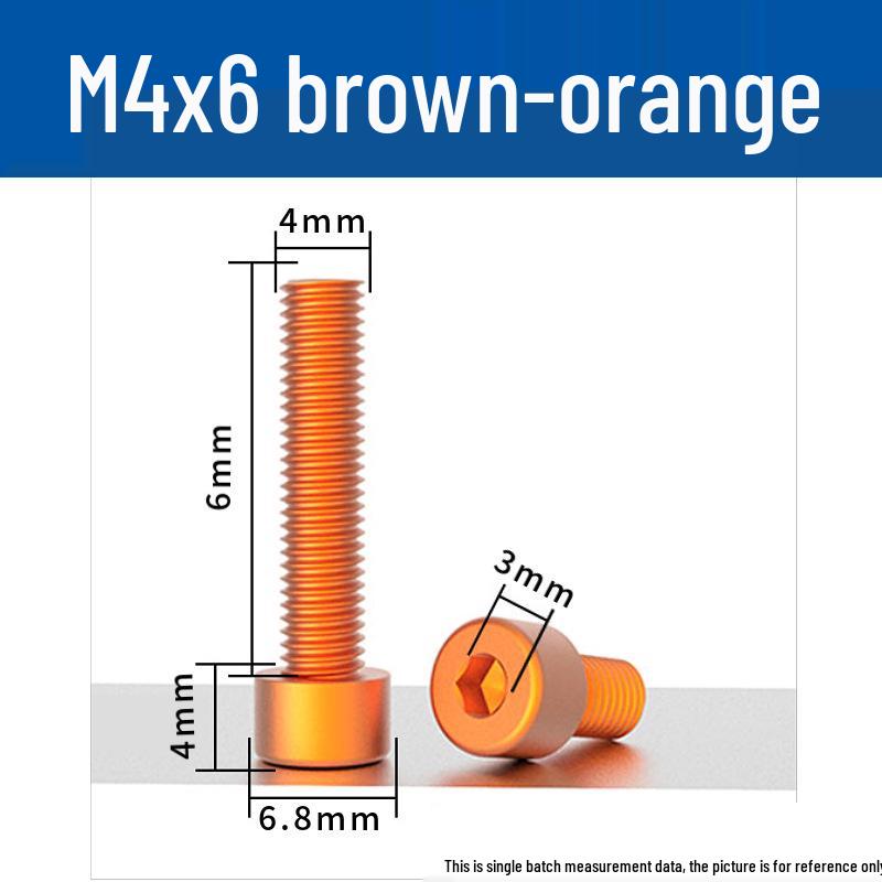Šroub s vnitřním šestihranem M4 z eloxované hliníkové slitiny s válcovou zápustnou hlavou, antikorozní, barevná povrchová úprava.