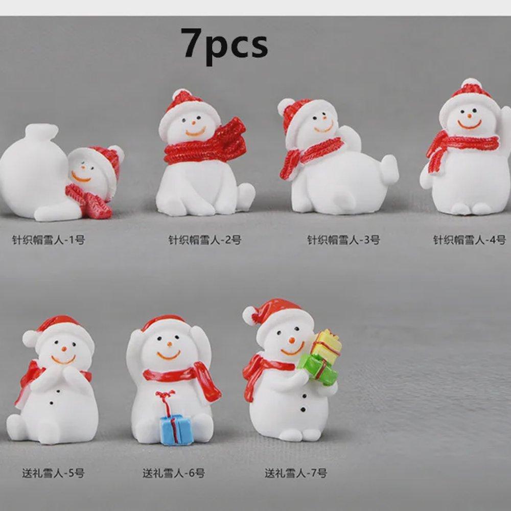 8pcs Miniature Christmas Figurine Set Christmas Decoration Fairy Snowman Santa Claus Miniature Figurines Xmas Gifts DIY Home Decor
