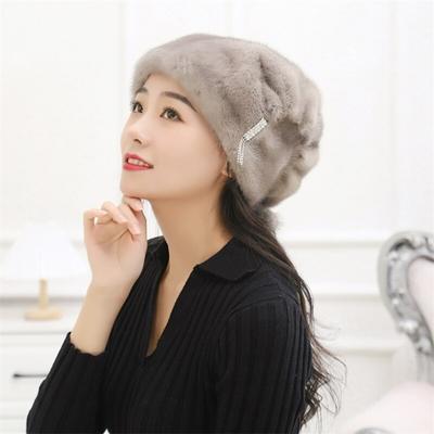 Women's Winter Leather Fur Hat Real Mink Fur Hat Women's Winter Leather Mink Hat Warm Soft Fluffy Natural Fur Hat