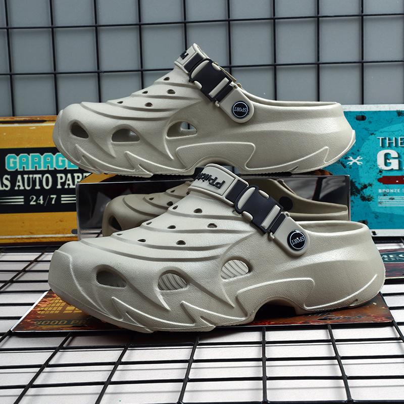 New Hole Shoes Men's Bag Head Drag Thick-soled Non-slip Beach Shoes Men's Slippers Home Wear Two Trendy