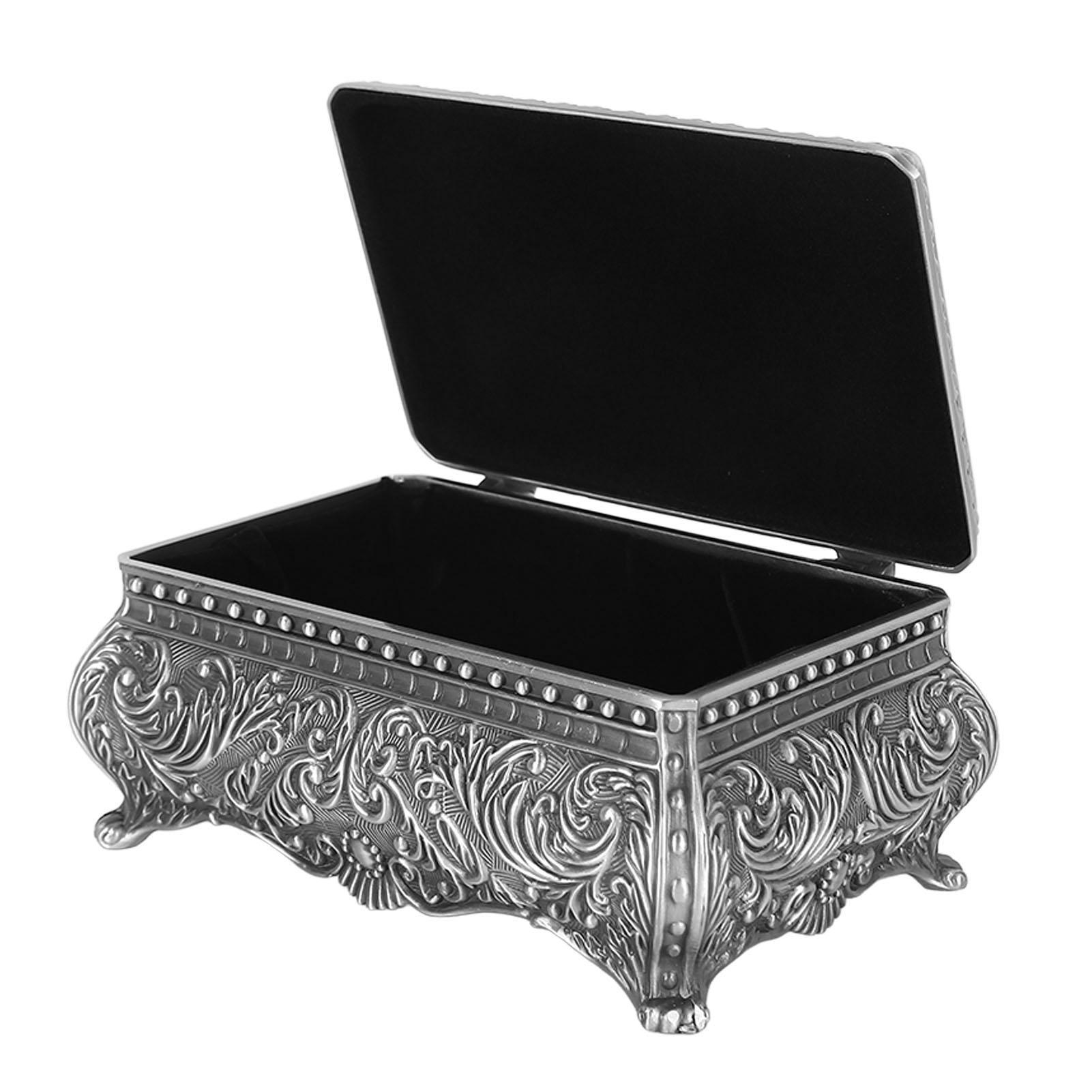 

Metal Jewelry Box Rectangular Trinket Storage Box Vintage Jewelry Box for Women Girls Birthday античний срібного кольору