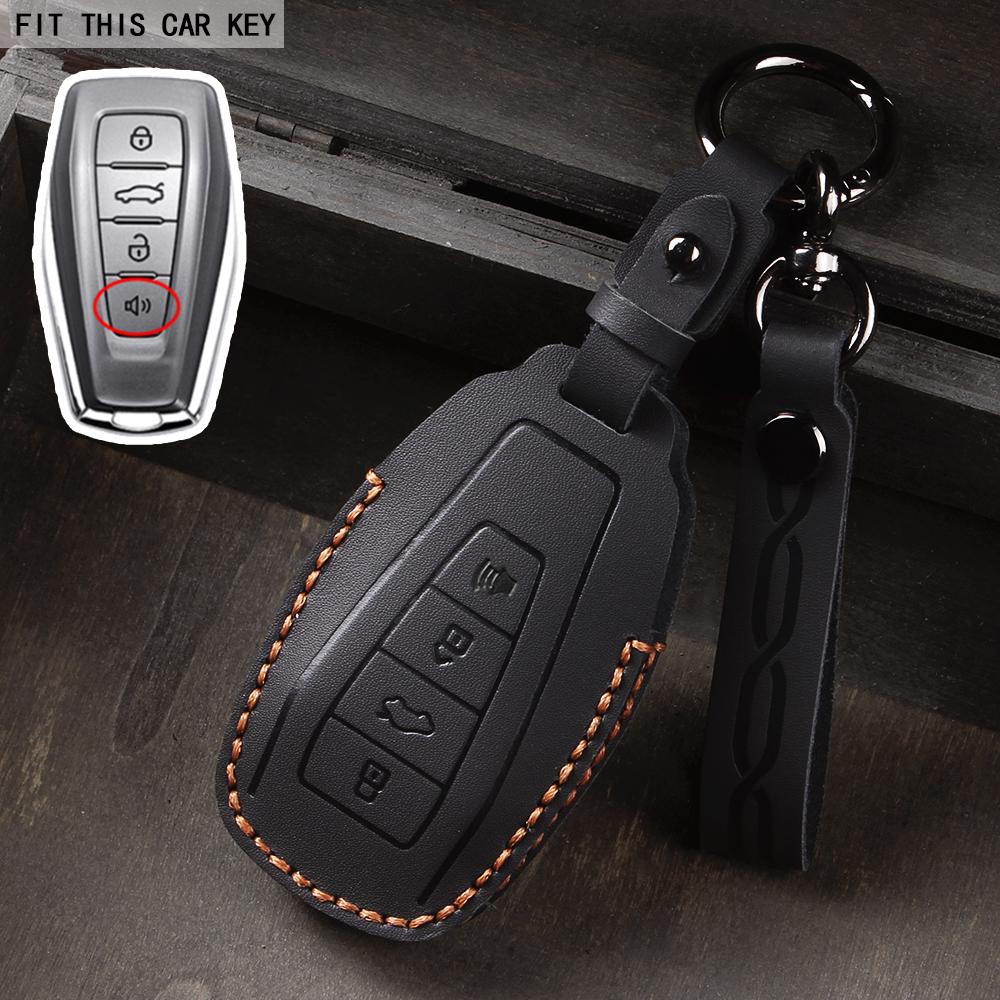Leather Car Key Cover Case Shell For Geely Coolray X6 Atlas Monjaro Tugella Geometry C Emgrand Global Kulrey Hawk Gx7 Okavango